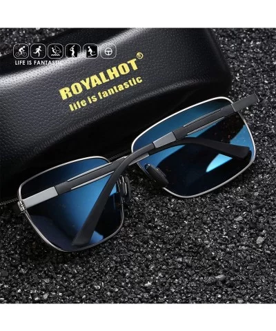 Polarized Square Sunglasses Al-Mg for Men Driving Sun Glasses Womens - Black Grey - C41953XMOIK $12.26 Square