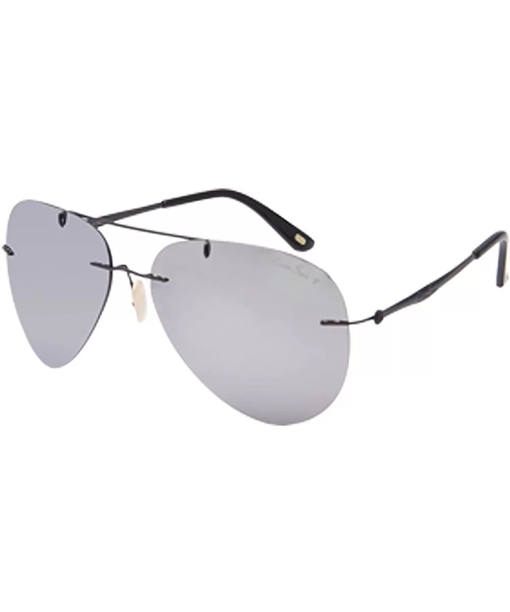 Titanium Rimless Frame Polarized Sunglasses for Men Women Aviator Classic Fashion LS3025 - Silver - CR185UCS4OK $14.46 Oversized