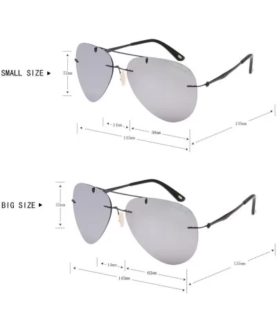 Titanium Rimless Frame Polarized Sunglasses for Men Women Aviator Classic Fashion LS3025 - Silver - CR185UCS4OK $14.46 Oversized