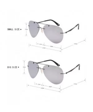 Titanium Rimless Frame Polarized Sunglasses for Men Women Aviator Classic Fashion LS3025 - Silver - CR185UCS4OK $14.46 Oversized