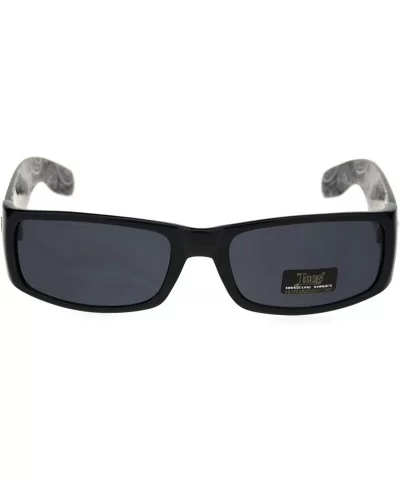 Locs Gangster Bandana Print Arm Classic Rectangular Cholo Sunglasses - Black Bandana - CF18R5ASKYN $5.57 Rectangular