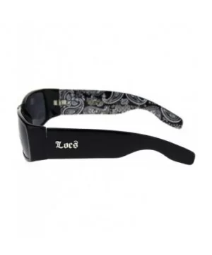 Locs Gangster Bandana Print Arm Classic Rectangular Cholo Sunglasses - Black Bandana - CF18R5ASKYN $5.57 Rectangular