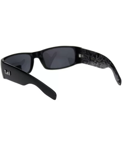 Locs Gangster Bandana Print Arm Classic Rectangular Cholo Sunglasses - Black Bandana - CF18R5ASKYN $5.57 Rectangular