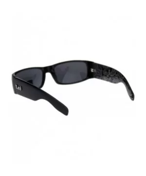 Locs Gangster Bandana Print Arm Classic Rectangular Cholo Sunglasses - Black Bandana - CF18R5ASKYN $5.57 Rectangular