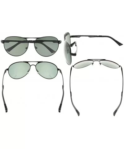 Pilot Style Polycarbonate Lens Polarized Metal Frame Spring Hinges Sunglasses - Black/G15 - CT186L8DG4Z $30.51 Rectangular