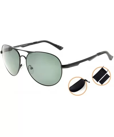 Pilot Style Polycarbonate Lens Polarized Metal Frame Spring Hinges Sunglasses - Black/G15 - CT186L8DG4Z $30.51 Rectangular