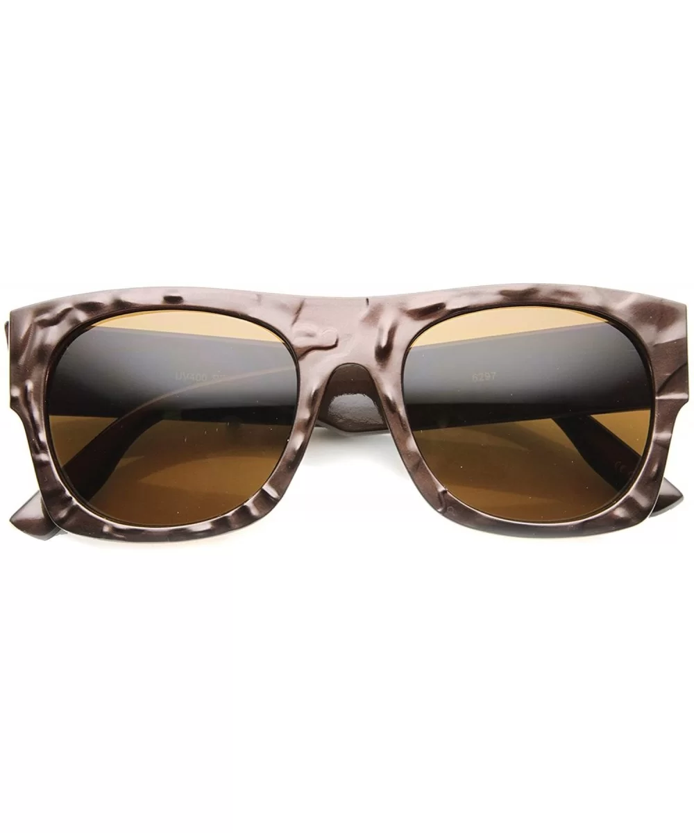 Classic Flat Top Abstract Bumpy Texture Chunky Flat Top Aviator Sunglasses 52mm - Shiny Brown / Brown - CG124K996L7 $7.60 Rec...