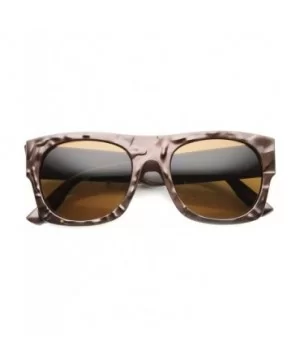 Classic Flat Top Abstract Bumpy Texture Chunky Flat Top Aviator Sunglasses 52mm - Shiny Brown / Brown - CG124K996L7 $7.60 Rec...