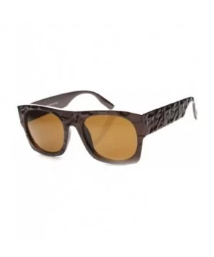 Classic Flat Top Abstract Bumpy Texture Chunky Flat Top Aviator Sunglasses 52mm - Shiny Brown / Brown - CG124K996L7 $7.60 Rec...