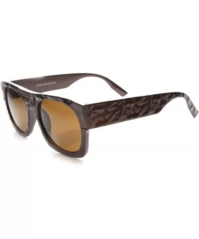 Classic Flat Top Abstract Bumpy Texture Chunky Flat Top Aviator Sunglasses 52mm - Shiny Brown / Brown - CG124K996L7 $7.60 Rec...