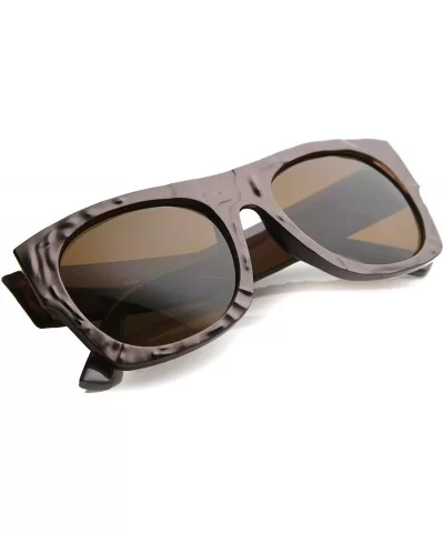 Classic Flat Top Abstract Bumpy Texture Chunky Flat Top Aviator Sunglasses 52mm - Shiny Brown / Brown - CG124K996L7 $7.60 Rec...