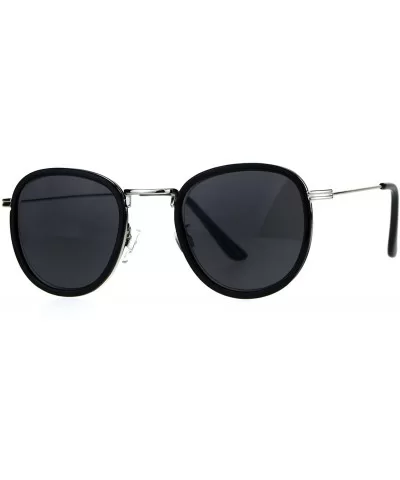 Retro Round Double Rim Reading Sunglasses - Silver Black - CY180ZLAL3G $7.70 Round