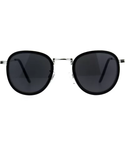 Retro Round Double Rim Reading Sunglasses - Silver Black - CY180ZLAL3G $7.70 Round