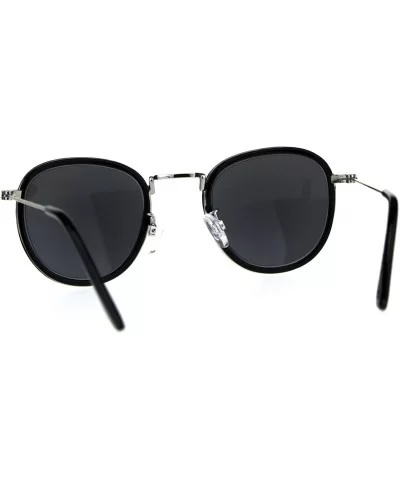 Retro Round Double Rim Reading Sunglasses - Silver Black - CY180ZLAL3G $7.70 Round