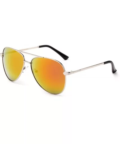 Yucca" - Oversized Fashion Sunglasses in Aviator Design for Men and Women - Silver/Orange - CL12MCS6S5Z $6.78 Oversized