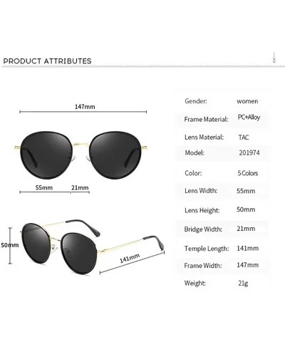 Oversized Round Sunglasses for Women-UV400 Retro Black Lens Vintage Designer Style for Girls 55mm P201974 - CG18RM67Y06 $11.8...