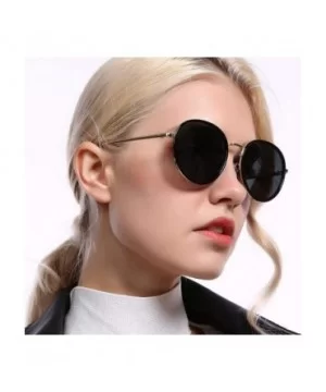 Oversized Round Sunglasses for Women-UV400 Retro Black Lens Vintage Designer Style for Girls 55mm P201974 - CG18RM67Y06 $11.8...