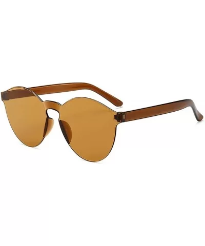 Unisex Fashion Candy Colors Round Outdoor Sunglasses Sunglasses - Brown - CH190R4U6ND $12.41 Round