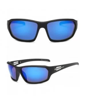 Men Sports Shield Mirrored Rectangular UV Protection Outdoor Driving Sunglasses - 2 Pack - Blue - CA18K33RTNQ $7.24 Rectangular