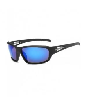 Men Sports Shield Mirrored Rectangular UV Protection Outdoor Driving Sunglasses - 2 Pack - Blue - CA18K33RTNQ $7.24 Rectangular