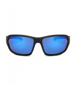 Men Sports Shield Mirrored Rectangular UV Protection Outdoor Driving Sunglasses - 2 Pack - Blue - CA18K33RTNQ $7.24 Rectangular