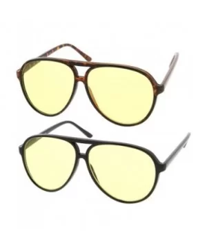 Retro Large Blue Blocking Lens Aviator Sunglasses 60mm - 2-pack - Black/Yellow & Tortoise/Yellow - CP12N8RZKBB $11.90 Wayfarer