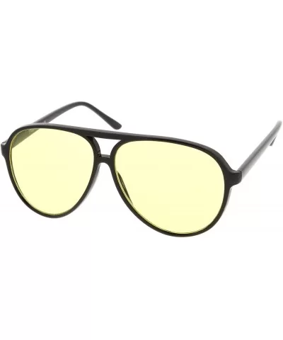 Retro Large Blue Blocking Lens Aviator Sunglasses 60mm - 2-pack - Black/Yellow & Tortoise/Yellow - CP12N8RZKBB $11.90 Wayfarer