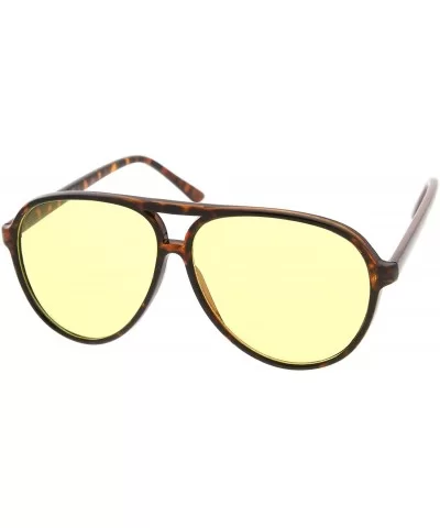 Retro Large Blue Blocking Lens Aviator Sunglasses 60mm - 2-pack - Black/Yellow & Tortoise/Yellow - CP12N8RZKBB $11.90 Wayfarer