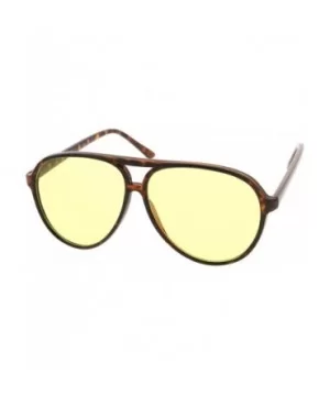 Retro Large Blue Blocking Lens Aviator Sunglasses 60mm - 2-pack - Black/Yellow & Tortoise/Yellow - CP12N8RZKBB $11.90 Wayfarer