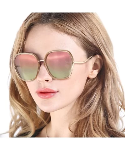 Oversized Mirrored Sunglasses for Women Polarized-Square Womens Sunglasses UV Protection - CW18X52HSKC $7.20 Square