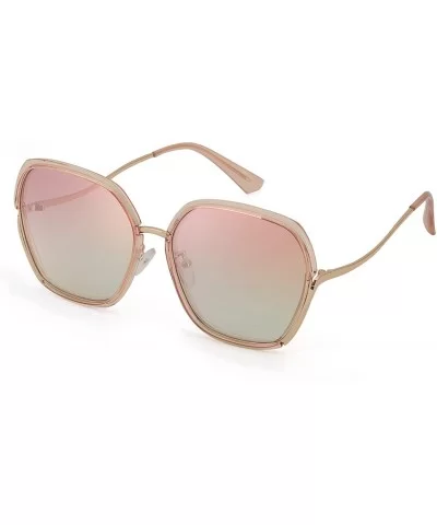 Oversized Mirrored Sunglasses for Women Polarized-Square Womens Sunglasses UV Protection - CW18X52HSKC $7.20 Square