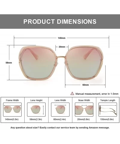 Oversized Mirrored Sunglasses for Women Polarized-Square Womens Sunglasses UV Protection - CW18X52HSKC $7.20 Square