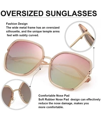 Oversized Mirrored Sunglasses for Women Polarized-Square Womens Sunglasses UV Protection - CW18X52HSKC $7.20 Square