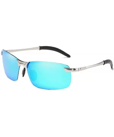 Sport Polarized Sunglasses Mens Driving aviator Sun Glasses men polarized shades - Silver/Blue - C9184AC6W3W $7.85 Sport