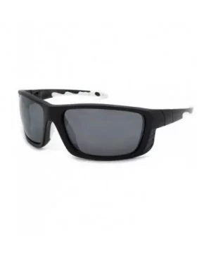 Men's Full Frame Sports Sunglasses with Flash Mirror Lenses 570058/FM - Matte Black/White - C01271CD1JD $7.63 Sport