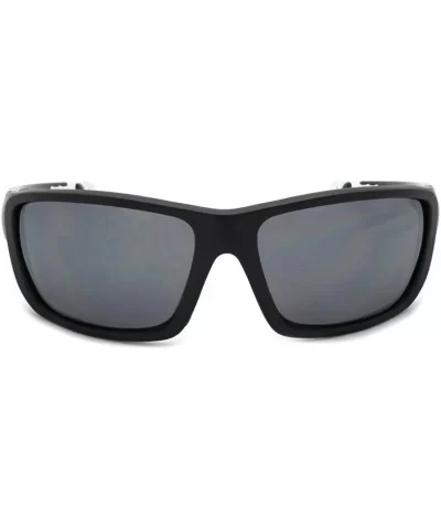 Men's Full Frame Sports Sunglasses with Flash Mirror Lenses 570058/FM - Matte Black/White - C01271CD1JD $7.63 Sport