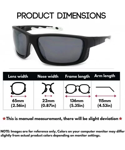 Men's Full Frame Sports Sunglasses with Flash Mirror Lenses 570058/FM - Matte Black/White - C01271CD1JD $7.63 Sport