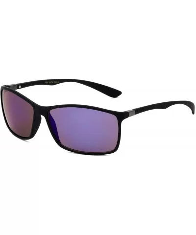 Sports Lightweight Rectangular Color Mirror Sunglasses - Violet - CU196XGQOWU $12.82 Sport