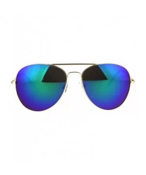 Oversize Color Mirror Metal Rim Pilots Sunglasses - Gold Teal - C6184YDSXGM $7.75 Oversized