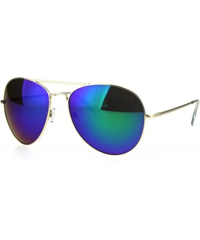 Oversize Color Mirror Metal Rim Pilots Sunglasses - Gold Teal - C6184YDSXGM $7.75 Oversized