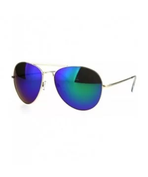 Oversize Color Mirror Metal Rim Pilots Sunglasses - Gold Teal - C6184YDSXGM $7.75 Oversized