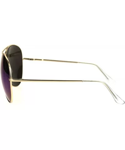 Oversize Color Mirror Metal Rim Pilots Sunglasses - Gold Teal - C6184YDSXGM $7.75 Oversized