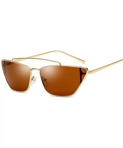 Retro Cat Eye Sunglasses Women Men Small Style Designer Sun Glasses For Pink - Tea - CS18YZRZZ4T $10.35 Aviator