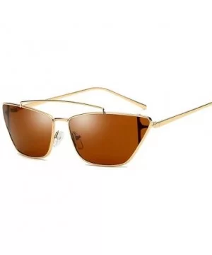 Retro Cat Eye Sunglasses Women Men Small Style Designer Sun Glasses For Pink - Tea - CS18YZRZZ4T $10.35 Aviator