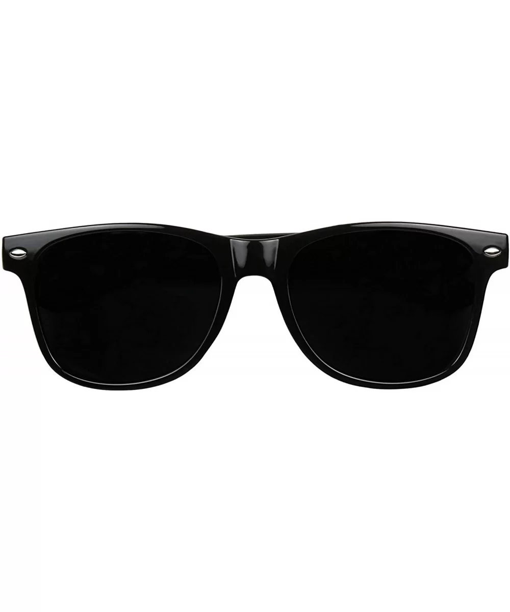 Super Dark Lens Round Sunglasses UV Protection Spring Hinge Exclusive Retro 80's Migraine Shades - Glossy Black - CC187M07OM5...