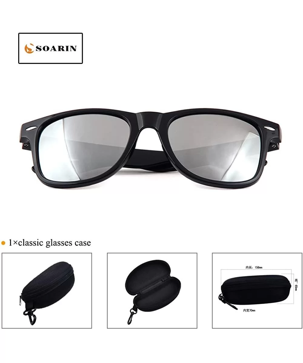 SOARIN Sunglasses Reflective Mirror for Women Black Square Rimmed Colorful Lens - White - CY183EY8UTZ $8.44 Square