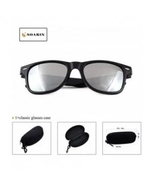 SOARIN Sunglasses Reflective Mirror for Women Black Square Rimmed Colorful Lens - White - CY183EY8UTZ $8.44 Square