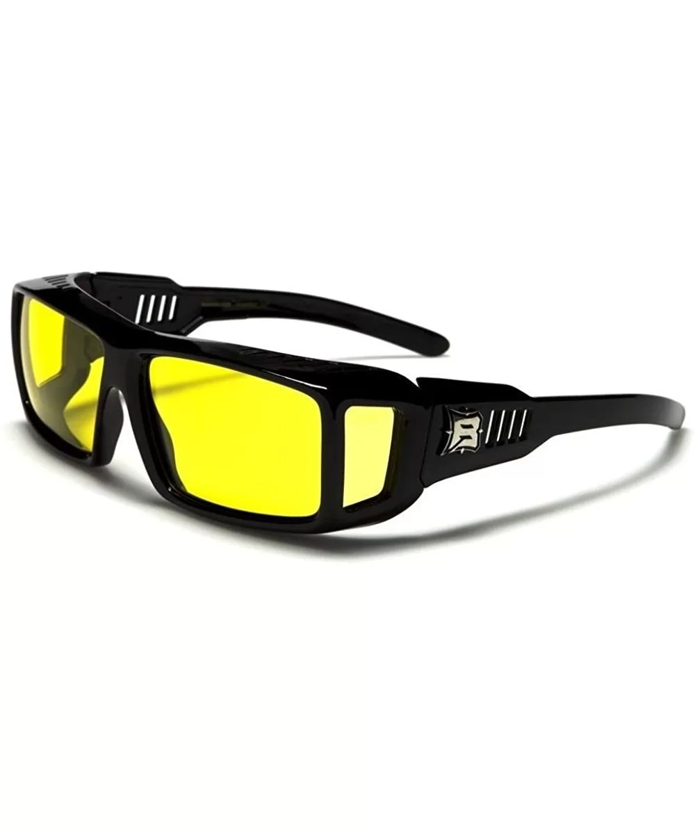 Polarized Lens Driving Oversize Sporty Stylish Over The Glasses Sunglasses - Black / Yellow - CS189RENS08 $9.62 Oversized