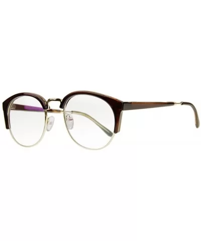 Unisex Cateye Half Frame Semi-Rimless Clear Lens Glasses Nerd Geek Casual Eyewear - Brown - CF183W9CW7X $7.64 Semi-rimless