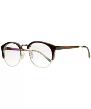 Unisex Cateye Half Frame Semi-Rimless Clear Lens Glasses Nerd Geek Casual Eyewear - Brown - CF183W9CW7X $7.64 Semi-rimless